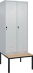 Garderobenschrank m.untergebauter Sitzbank H2120xB800xT815mm lichtgrau 2Abt.C+P