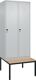 Garderobenschrank m.untergebauter Sitzbank H2120xB800xT815mm lichtgrau 2Abt.C+P