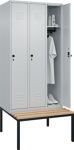Garderobenschrank m.untergebauter Sitzbank H2120xB900xT815mm lichtgrau 3Abt.C+P