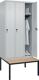 Garderobenschrank m.untergebauter Sitzbank H2120xB900xT815mm lichtgrau 3Abt.C+P