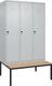 Garderobenschrank m.untergebauter Sitzbank H2120xB1200xT815mm lichtgrau 3Abt.