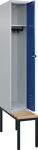 Garderobenschrank m.untergebauter Sitzbank H2120xB300xT815mm grau/blau 1Abt.C+P