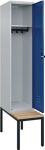 Garderobenschrank m.untergebauter Sitzbank H2120xB400xT815mm grau/blau 1Abt.C+P