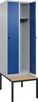 Garderobenschrank m.untergebauter Sitzbank H2120xB600xT815mm grau/blau 2Abt.C+P