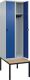 Garderobenschrank m.untergebauter Sitzbank H2120xB600xT815mm grau/blau 2Abt.C+P