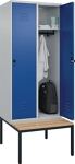 Garderobenschrank m.untergebauter Sitzbank H2120xB800xT815mm grau/blau 2Abt.C+P