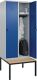 Garderobenschrank m.untergebauter Sitzbank H2120xB800xT815mm grau/blau 2Abt.C+P