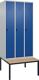 Garderobenschrank m.untergebauter Sitzbank H2120xB900xT815mm grau/blau 3Abt.C+P