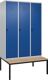 Garderobenschrank m.untergebauter Sitzbank H2120xB1200xT815mm grau/blau 3Abt.C+P