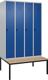 Garderobenschrank m.untergebauter Sitzbank H2120xB1200xT815mm grau/blau 4Abt.C+P
