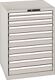 Schubladenschrank H1000xB717xT725mm lichtgrau 10Schubl.Vollauszug,CodeLock LISTA