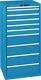 Schubladenschrank H1450xB717xT725mm blau 1x50,5x100,4x200mmSchubl.Volla.KeyLock