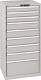 Schubladenschrank H1450xB717xT725mm grau 3x100,5x150,1x300mm Vollausz.CodeLock