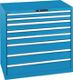 Schubladenschrank H1000xB1023xT725mm blau/blau 8Schubl.Vollauszug,CodeLock LISTA