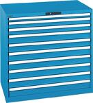 Schubladenschrank H1000xB1023xT725mm blau/blau 10Schub.Vollauszug,CodeLock LISTA