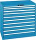 Schubladenschrank H1000xB1023xT725mm blau/blau 10Schub.Vollauszug,CodeLock LISTA