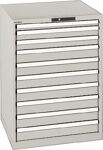 Schubladenschrank H1000xB717xT725mm lichtgrau 10Schubl.Vollauszug CodeLock LISTA