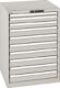 Schubladenschrank H1000xB717xT725mm lichtgrau 10Schubl.Vollauszug CodeLock LISTA