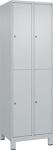 Garderobenschrank m.Füßen H1950xB600xT500mm lichtgrau 2x2 Abt.C+P