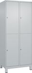 Garderobenschrank m.Füßen H1950xB800xT500mm lichtgrau 2x2 Abt.C+P