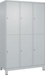 Garderobenschrank m.Füßen H1950xB1200xT500mm lichtgrau 3x2 Abt.C+P