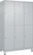 Garderobenschrank m.Füßen H1950xB1200xT500mm lichtgrau 3x2 Abt.C+P