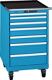 Schubladenschrank H990xB564xT725mm blau/blau 7 Schubl.Vollauszug,CodeLock LISTA