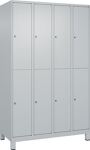 Garderobenschrank m.Füßen H1950xB1200xT500mm lichtgrau 4x2 Abt.C+P