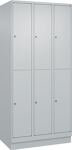 Garderobenschrank m.Sockel H1950xB900xT500mm lichtgrau 3x2 Abt.C+P