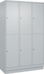 Garderobenschrank m.Sockel H1950xB1200xT500mm lichtgrau 3x2 Abt.C+P