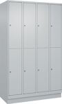 Garderobenschrank m.Sockel H1950xB1200xT500mm lichtgrau 4x2 Abt.C+P
