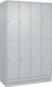 Garderobenschrank m.Sockel H1950xB1200xT500mm lichtgrau 4x2 Abt.C+P
