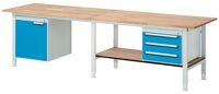 Arbeitstisch B2000xT1000xH760/1080mm Anbaueinheit 25mm Bucheplatte Gestell grau