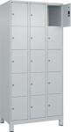 Fächerschrank H1950xB900xT500mm m.Füßen Anz.Fächer3x5 lichtgrau/lichtgrau