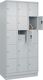 Fächerschrank H1950xB900xT500mm m.Sockel Anz.Fächer3x5 lichtgrau/lichtgrau