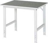Arbeitstisch B1000xT800xH760-1080mm Arbeitsplatte Linoleum Gestell lichtgrau RAU
