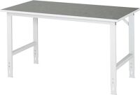 Arbeitstisch B1500xT800xH760-1080mm Arbeitsplatte Linoleum Gestell lichtgrau RAU