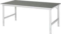 Arbeitstisch B2000xT1000xH760-1080mm Arbeitsplatte Linoleum Gestell lichtgrauRAU