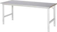 Arbeitstisch B2000xT800xH760-1080mm Arbeitsplatte Stahlbl.Gestell lichtgrau RAU