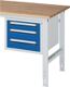 Unterbauschrank H395xB480xT600mm grau/blau 3 Schubl.1x90,2x120mm Einfachausz.RAU