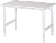 Arbeitstisch B1250xT800xH760-1080mm Platte EGB Melamin 28mm Gestell lichtgrau