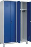 Garderobenschrank m.Füßen H1950xB1200xT500mm lichtgrau/ enzianblau 4 Abt.C+P
