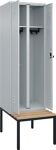 Garderobenschrank m.untergebauter Sitzbank H2120xB600xT815mm lichtgrau 2 Abt.C+P