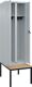 Garderobenschrank m.untergebauter Sitzbank H2120xB600xT815mm lichtgrau 2 Abt.C+P