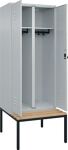 Garderobenschrank m.untergebauter Sitzbank H2120xB800xT815mm lichtgrau 2 Abt.C+P