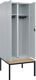 Garderobenschrank m.untergebauter Sitzbank H2120xB800xT815mm lichtgrau 2 Abt.C+P