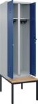 Garderobenschrank m.untergebauter Sitzbank H2120xB600xT815mm grau/blau 2 Abt.