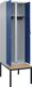 Garderobenschrank m.untergebauter Sitzbank H2120xB600xT815mm grau/blau 2 Abt.