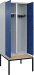 Garderobenschrank m.untergebauter Sitzbank H2120xB800xT815mm grau/blau 2 Abt.