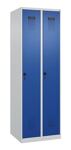 Garderobenschrank Evolo PLUS Bodengleiter 600mm lichtgrau/enzianblau 2 Abt.C+P